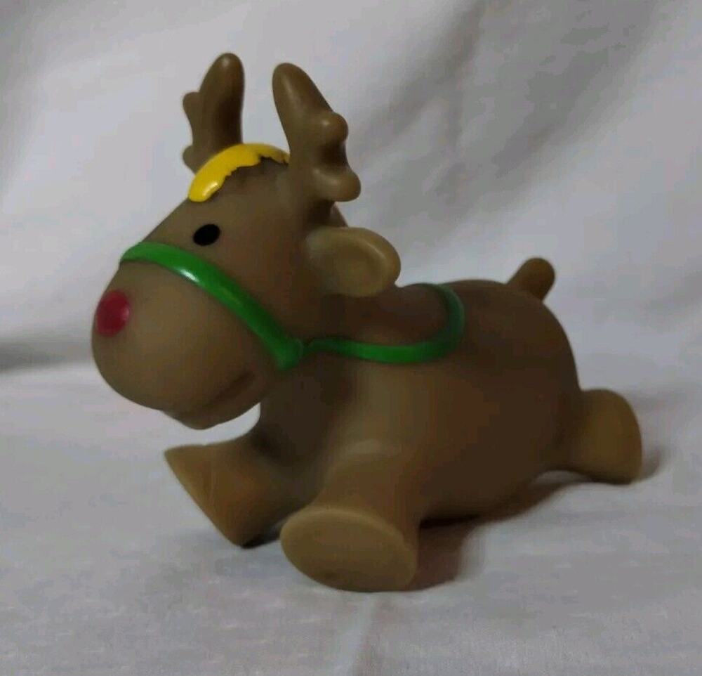 Sassy Baby Bath Toy - Rubber Plastic Reindeer 2.5"